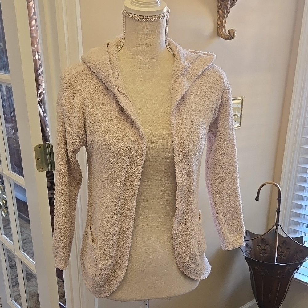 R+R Cozy pale pink soft cozy jacket hood open front 2 pockets sz Med New no tags